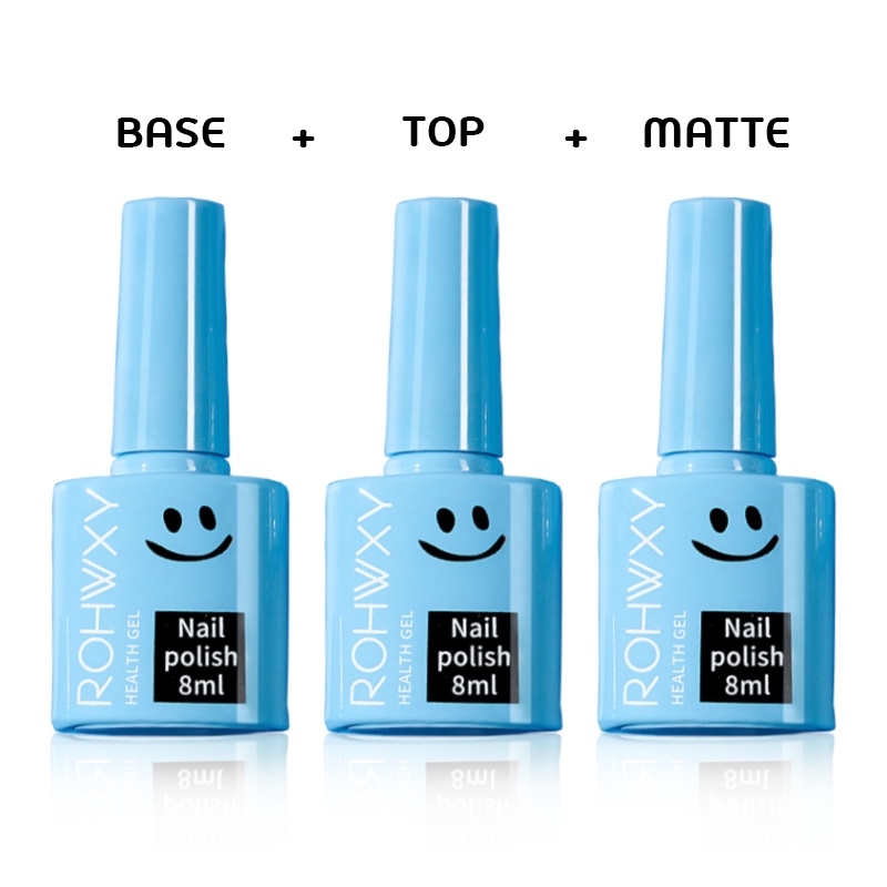 ชุดเคลือบสีเจล Base coat / Top Coat / Matte Top แบบต้องใช้เครื่องอบ UV/LED ขนาด 8 ml.