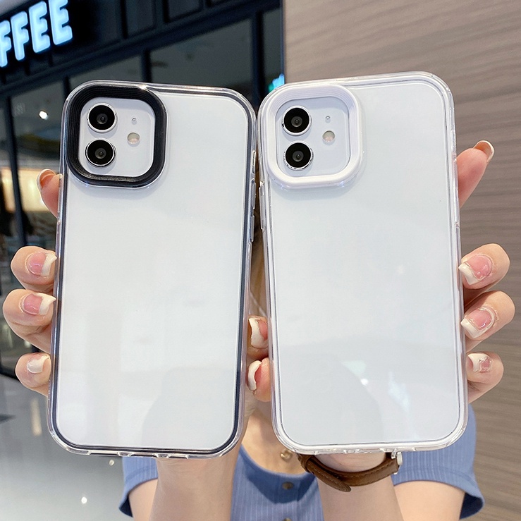 3 in 1 เคสโทรศัพท์มือถือแบบใส หนา กันกระแทก for iPhone 15 11 12 14 13 Pro Max 6 6s 7 8 Plus X XR XS Max SE