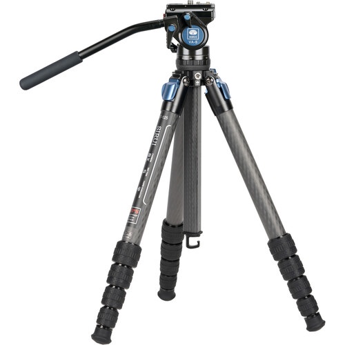 Sirui - ST-125+VA-5 Sirui ST-125 5-Section Carbon Fiber Tripod & VA-5 Ultra-Compact Video Head Kit (