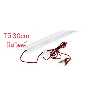 หลอดไฟLED 12V T5-T8 แสงสีขาวพร้อมสายปากคีบยาว3เมตร