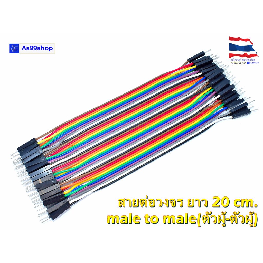 สายต่อวงจร Jumper male to male(ตัวผู้-ตัวผู้) ยาว 20 CM จำนวน 40 เส้น