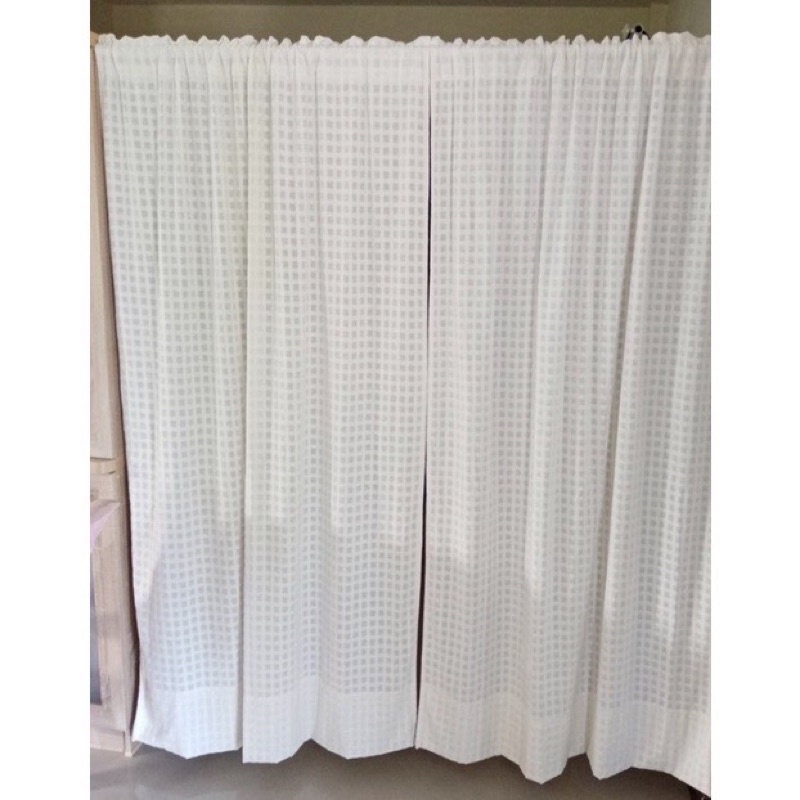 ⚡️SALE ผ้าม่านผ้าฝ้าย แบบธรรมดา กว้าง110สูง250cm    สไตล์มินิมอล ประตู  ลายตาราง วินเทจ