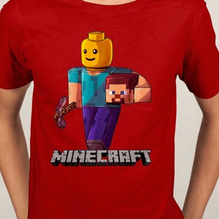 เสื้อยืด cartoonเกม Minecraft เสื้อยืดคอกลมแขนสั้นผู้ชาย | เสื้อยืด ชุดลำลอง | เสื้อยืดเกมมิ่ง | แขนสั้น