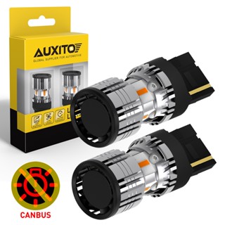 Auxito หลอดไฟเลี้ยว LED 7440 7444 7441 W21W WY21W สีเหลืองอําพัน 2 ชิ้น