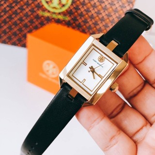 (ผ่อน0%) นาฬิกา 🔸TORY BURCH TBW1106 Dollaway Ivory Dial Black Leather Ladies Watch นาฬิกาข้อมือหญิง สายหนังสีดำ