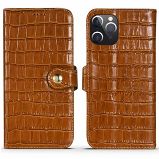 Luxury Crocodile Pattern Real Genuine Leather Card Wallet Fundas for iPhone12 iPhone 12 Mini Pro Max 12pro Case Flip Sta