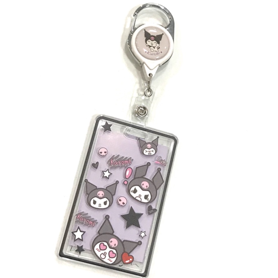 KUROMI ที่ใส่บัตร ที่ห้อยบัตร พร้อมที่ใส่บัตร สายห้อยดึงยืดออก โยโย่ มีก้ามปูสวยงาม ที่ใส่บัตรขนาด 5