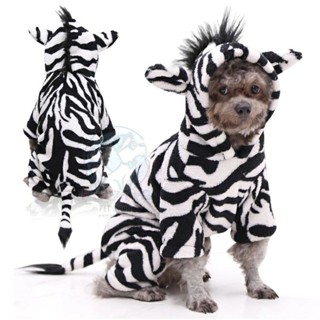 🇹🇭พร้อมส่ง🇹🇭 🦓🦓🦓 Zebra-ม้าลาย &gt; ชุดสวมสี่ขามีฮู้ดผ้าขนสำลีแฟนซี For PET 🐶🐱💕