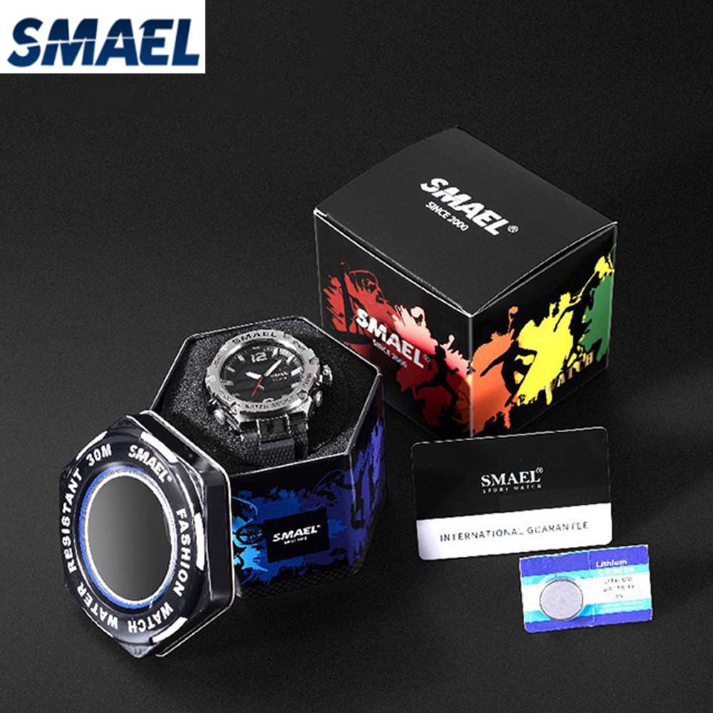 Smael กล่องของขวัญ ของแท้ กล่องนาฬิกาข้อมือดิจิทัล LED อุปกรณ์เสริม สําหรับนาฬิกาข้อมือผู้ชาย