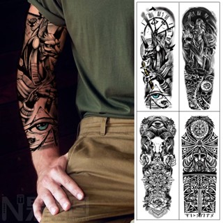 Old School Large Arm Sleeve Tattoo,Waterproof Full Temporary Tattoo Sticker Men Lion Body Art Tattoo Girl