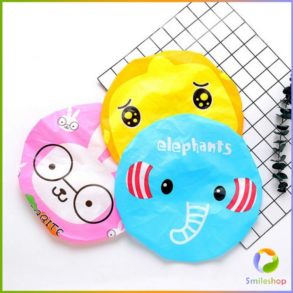 Smileshop หมวกคลุมผมอาบน้ำ กันน้ำ ลายการ์ตูนน่ารัก   Shower Cap Kids - รูปที่ 4