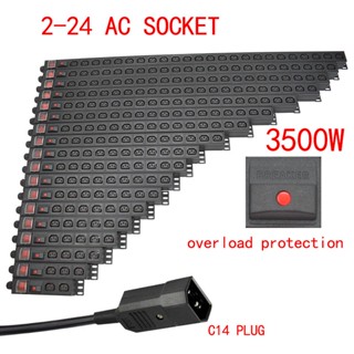 Pdu รางปลั๊กไฟ 16A 3500W C13 ซ็อกเก็ต 2-24 ทาง เอาท์พุต C14 ปลั๊กไฟ