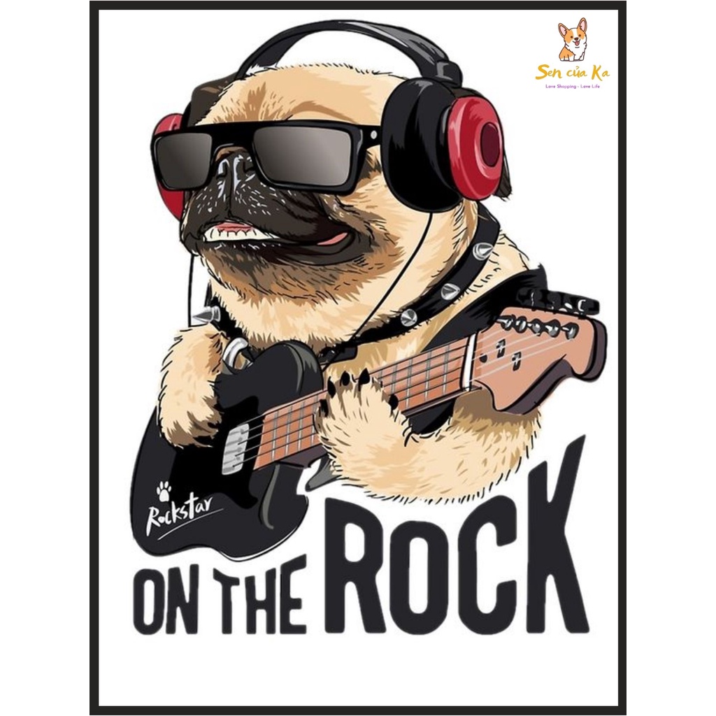 ภาพวาดตกแต่งผนัง Pug One The Rock dog pet ขนาด 30x40cm - Sencuaka
