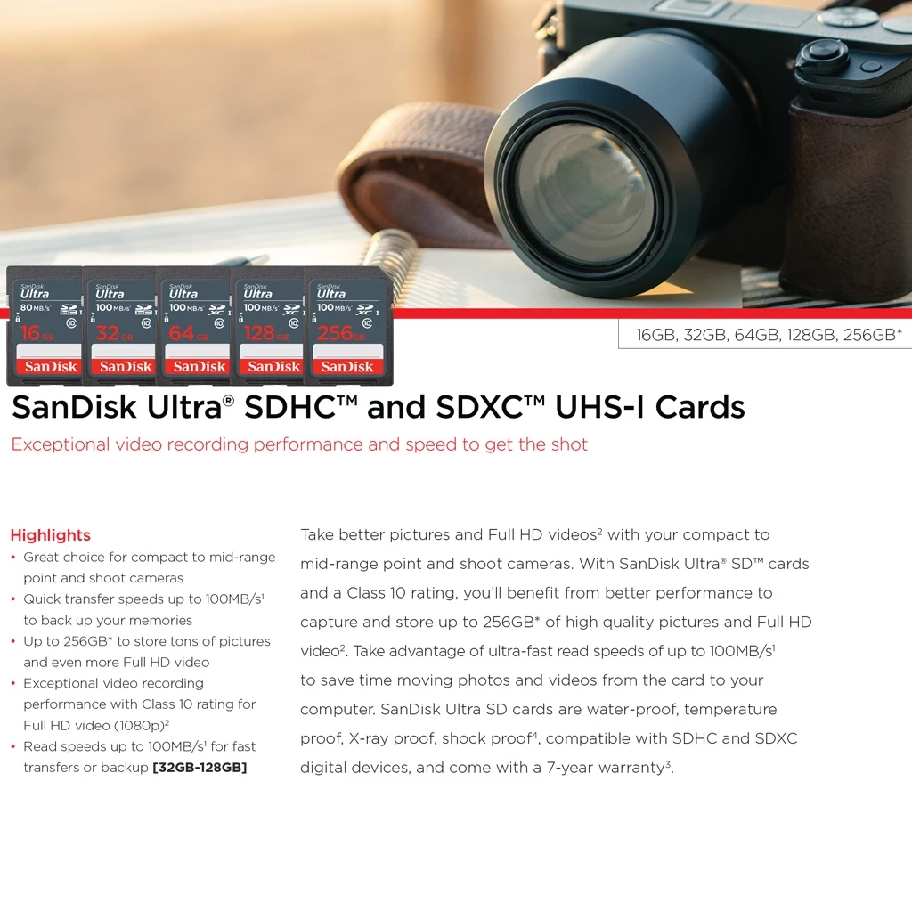 SanDisk Ultra SD Card Class 10 32GB/64GB/128GB SDSDUNR thumbnail 3