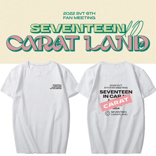 คอลูกเรือเสื้อยืดคอกลมเสื้อยืดแขนสั้นลําลอง พิมพ์ลาย Kpop SEVENTEEN In CARAT LAND แฟชั่นฤดูร้อน สําหรับผู้หญิง 67w8q77ts