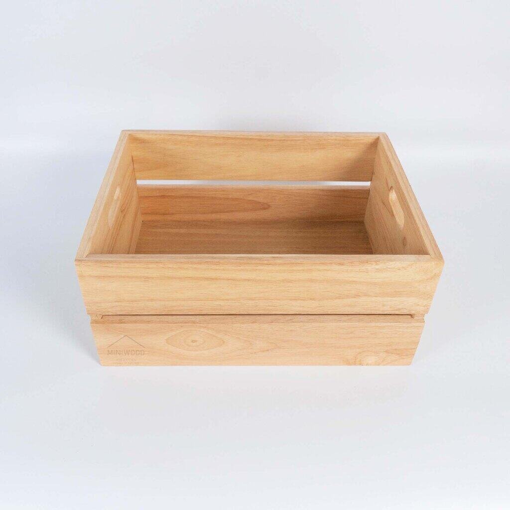 MINIWOOD ลัง ลังไม้ กล่องไม้ wooden box ชั้นวางของ DIY ไม้ยางพารา size M 15.5 x 27 x 35.5 ซม. - รูปที่ 2
