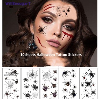 [WillBesugarT] 10sheets Halloween Temporary Vampire Spider Blood Scar Tattoo Sticker Cosplay [NEW]