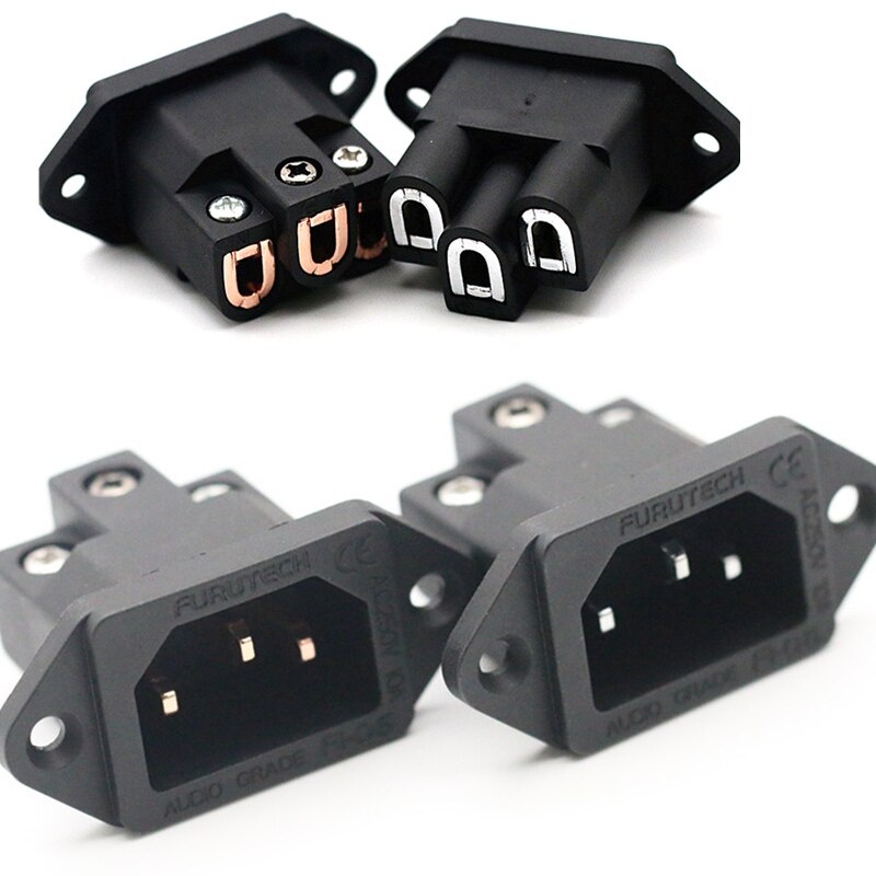 1 ชิ้น FI-06 (R) แหล่งจ่ายไฟเสียงไฮไฟ IEC Connector Rhodium Solder-ฟรีเครื่อง AC Inlet ซ็อกเก็ต Tail