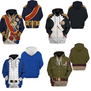 เสื้อแจ็กเก็ตกันหนาว มีฮู้ด พิมพ์ลายดิจิตอล สไตล์ประวัติศาสต…