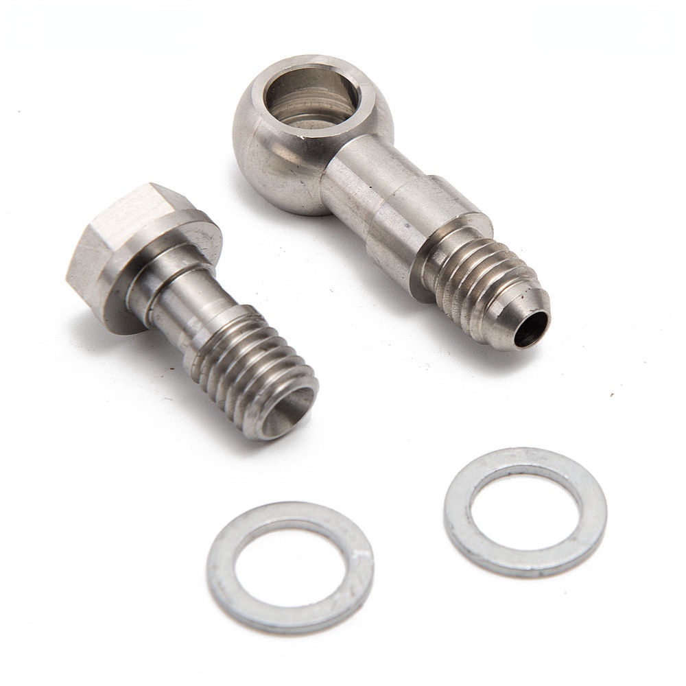 Turbo Banjo Bolt Kit M10 X 1.5 มม.4AN W/1.8 มม.Rerrictor น้ํามันฟีดสําหรับ TD04 TD05 TD06