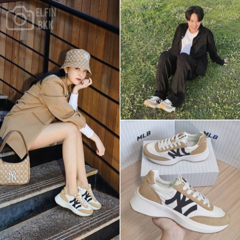 แท้ 💯 MLB Chunky Jogger รองเท้าผ้าใบ สีน้ำตาล/ สีเทา/ สีกรม