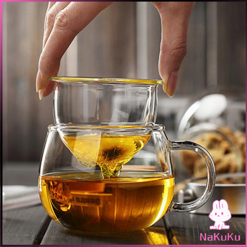 NKK แก้วชงชา พร้อมถ้วยกรองกากชาและฝากปิดในตัว สวยหรูดูแพง Glass teapot