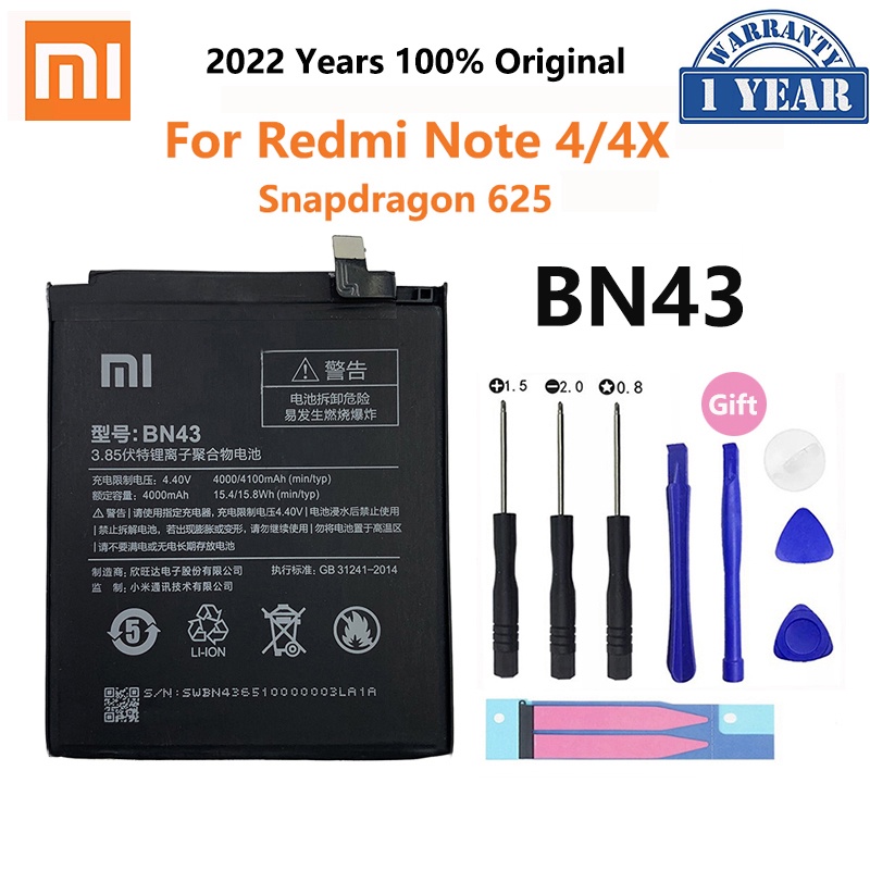 Xiao Mi Battery BN43 Redmi Note4 Note4X For Xiaomi Redmi Note 4X / Note 4 Global Snapdragon 625 Replacement 4100mAh   Fr