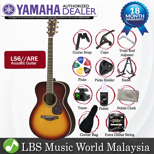 Yamaha LS6 ARE 41" Concert Solid Spruce Acoustic Electric Guitar With Pickup Sunburst (LS 6)