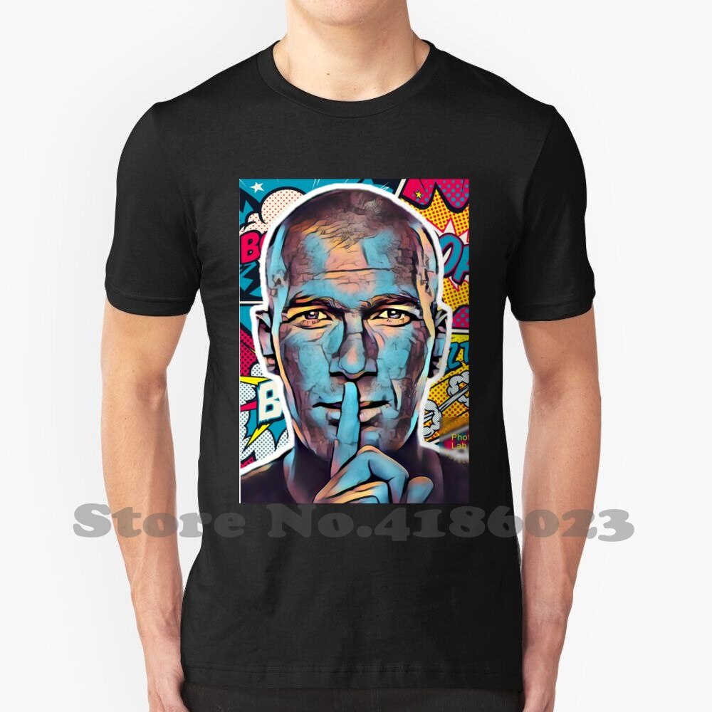 ผ้าฝ้ายเสื้อยืด Zidane การ์ตูนแฟชั่น Vintage Tshirt T เสื้อ Zinedine Zidane Zizou ฟุตบอลสเปน Ronaldo