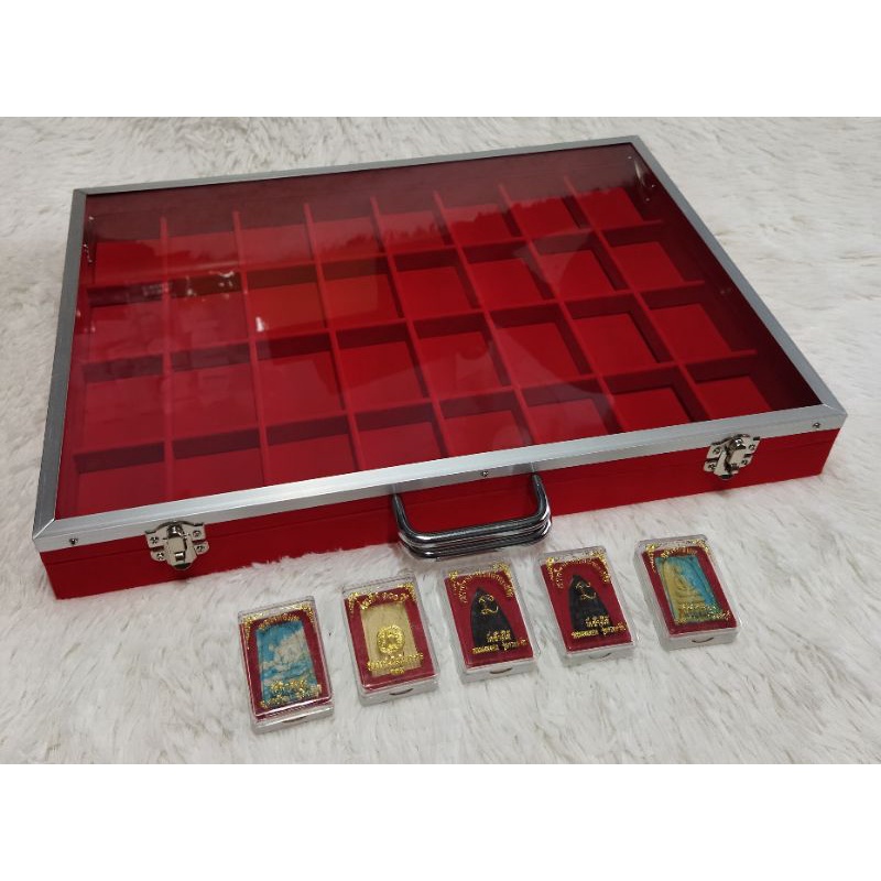 กล่องใส่พระเครื่อง ชั้นเดียว 18ช่อง