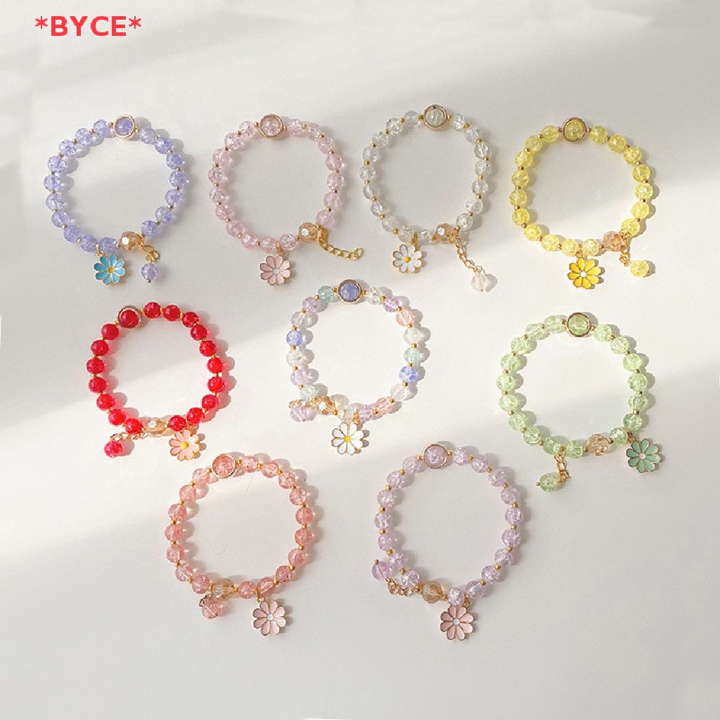 Byce> สร้อยข้อมือ คริสตัล เกาหลี สีชมพู น่ารัก เด็กผู้หญิง เดซี่ เจแลง แทงกัน เปเรมปวน สร้อยข้อมือ สําหรับผู้หญิง แฟชั่น เครื่องประดับใหม่