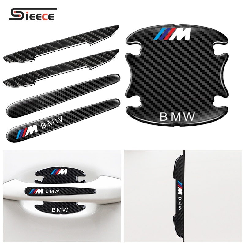 Sieece ฟิล์มกันรอยมือจับประตูรถยนต์ คาร์บอนไฟเบอร์ กันรอยประตูรถยนต์ สำหรับ BMW M