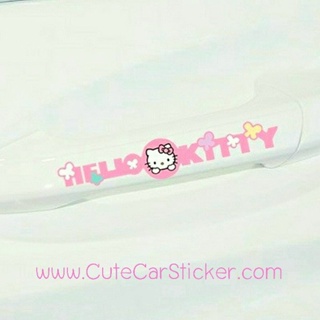 สติ๊กเกอร์ติดรถ ติดมือจับประตู คิตตี้ Hello Kitty ผีเสื้อ สีชมพู (4ชิ้น) - car decal sticker