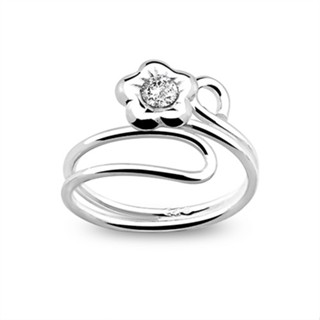 Silver thai Silver Flower Spiral Crystal Toe Ringแหวนนิ้วเท้าคริสตัลเกลียวดอกไม้สีเงิน