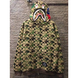 A BATHING APE BAPE X COACH SHARK FULL ZIP HOODIE เสื้อฮู้ดดี้ กันหนาวแขนยาว แบรนด์โค้ช และเบป อะบาทติ้งแอป ฉลาม