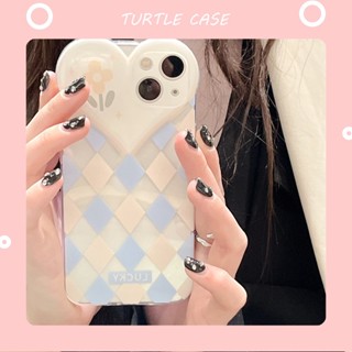 [พร้อมส่ง] เคสโทรศัพท์มือถือแบบใส ลายดอกไม้ หัวใจ สีฟ้า สําหรับ iPhone 14 13 12 11 PROMAX XS XR XSMAX SE2020 6 7 8PLUS MINI