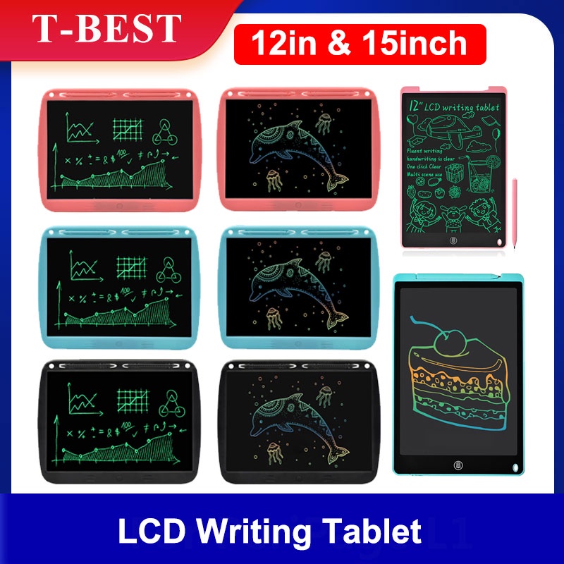 12/15 Inch Rechargeable LCD Writing Tablet Handwriting Drawing Tablet  Board with Stylus Lock Button