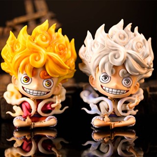 St1 โมเดลฟิกเกอร์ One Piece Nika Luffy Q Version สีขาว สีส้ม ของเล่นสําหรับเด็ก ตกแต่งบ้าน เก็บสะสม ของขวัญ