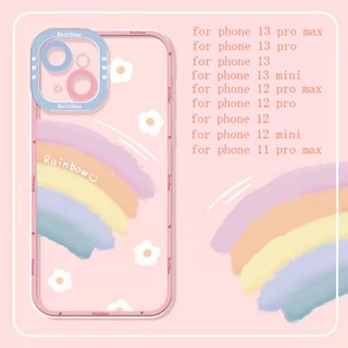 เคสโทรศัพท์มือถือซิลิโคน TPU ใส แบบนิ่ม สีรุ้ง กันกระแทก สําหรับ IPhone 14 13 12 Mini 11 Pro X XR XS Max SE 6 6S 7 8 Plus