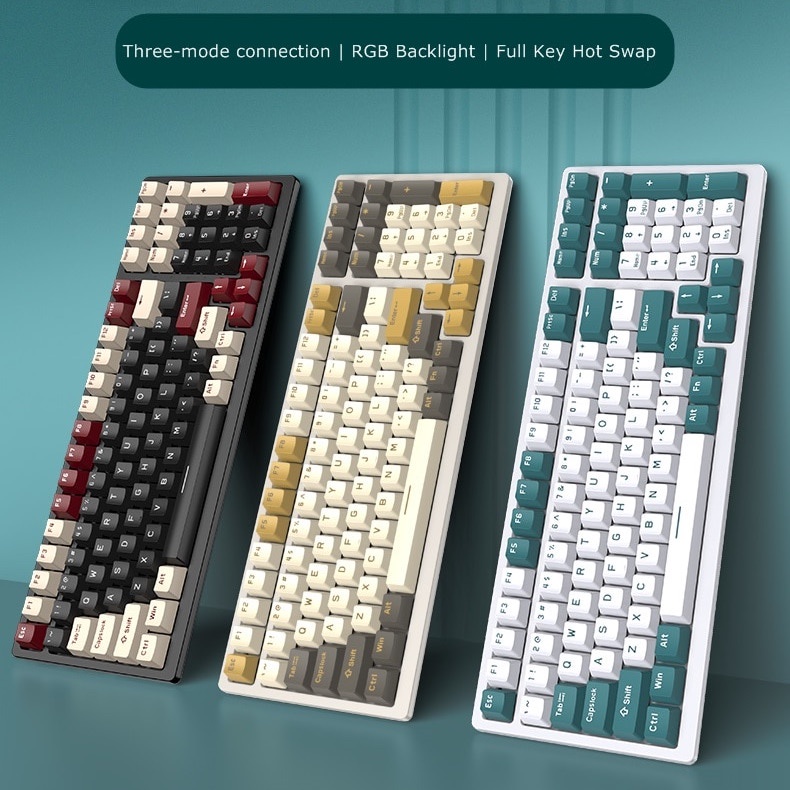 Royal Kludge 100Key RK98 Hotswap RGB Backlit Bluetooth 2.4G Wireless Rechargeable Mechanical Keyboar