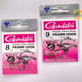 ￼ตะขอตกกุ้ง Gamakatsu Praw Hook #8 มี 15ตัว เบอร์9มี 14ตัว