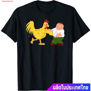 เสื้อแฟชั่นผญ เสื้อยืดสีขาว เสื้อยืดแขนสั้น Family Guy Chicken Fight T-Shirt Mens Womens T-shirts