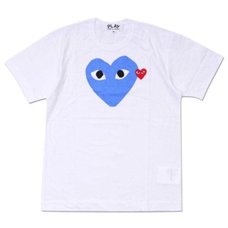 ญี่ปุ่นยอดนิยมยี่ห้อ COMME Des Garcons CDG Play ผ้าฝ้ายบริสุทธิ์แขนสั้นเสื้อยืดลายหัวใจ Leisure สไตล์แฟชั่นป๊อปเยาวชนชาย