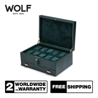 กล่องนาฬิกา WOLF1834 รุ่น BRITISH RACING 10 PIECE WATCH BOX WITH STORAGE (GREEN)