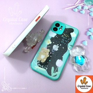 เคสมือถือ Samsung A02 A13 A22 5g  TPU ขอบสีกันเลนส์กล้องกากเพชรกริตเตอร์ ฟรี Griptok หมี