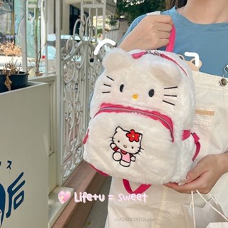 Sanrio Cartoon Cute Bags Hello Kitty Kuromi Plush Backpacks Women Korean Style Small Shoulder Bag Y2k Girl New Luxury Backpack