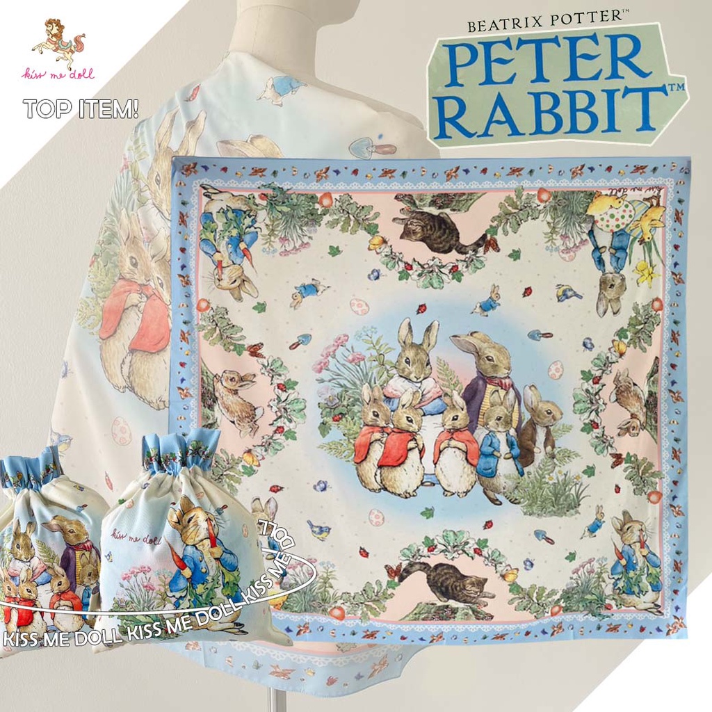 Kiss Me Doll ผ้าพันคอ/ผ้าคลุมไหล่  Peter Rabbit ลาย Belong (ปีเตอร์แรบบิท) ขนาด 100*100 CM.