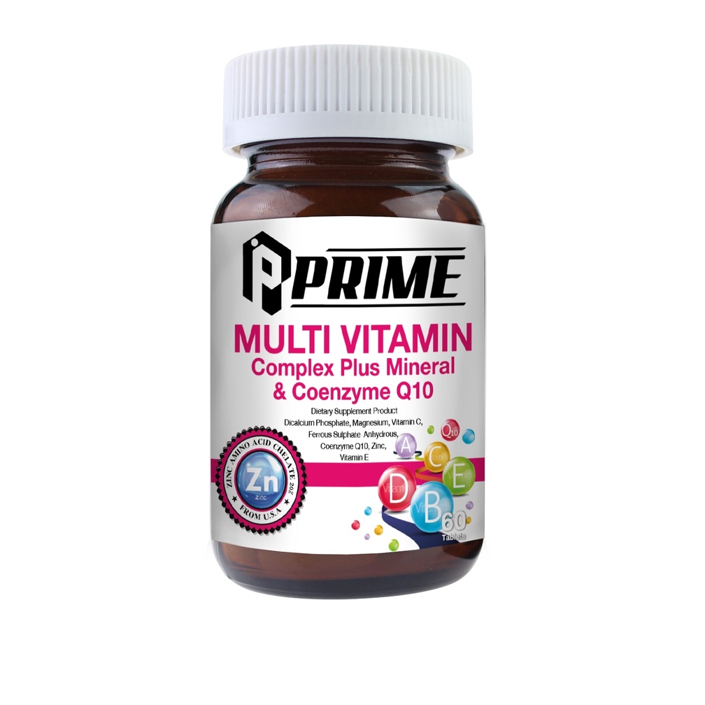 Prime Multi Vitamin Complex Plus Mineral&amp;Coenzyme Q10 60 เม็ด ผลิตภัณฑ์เสริมอาหาร วิตามินรวม