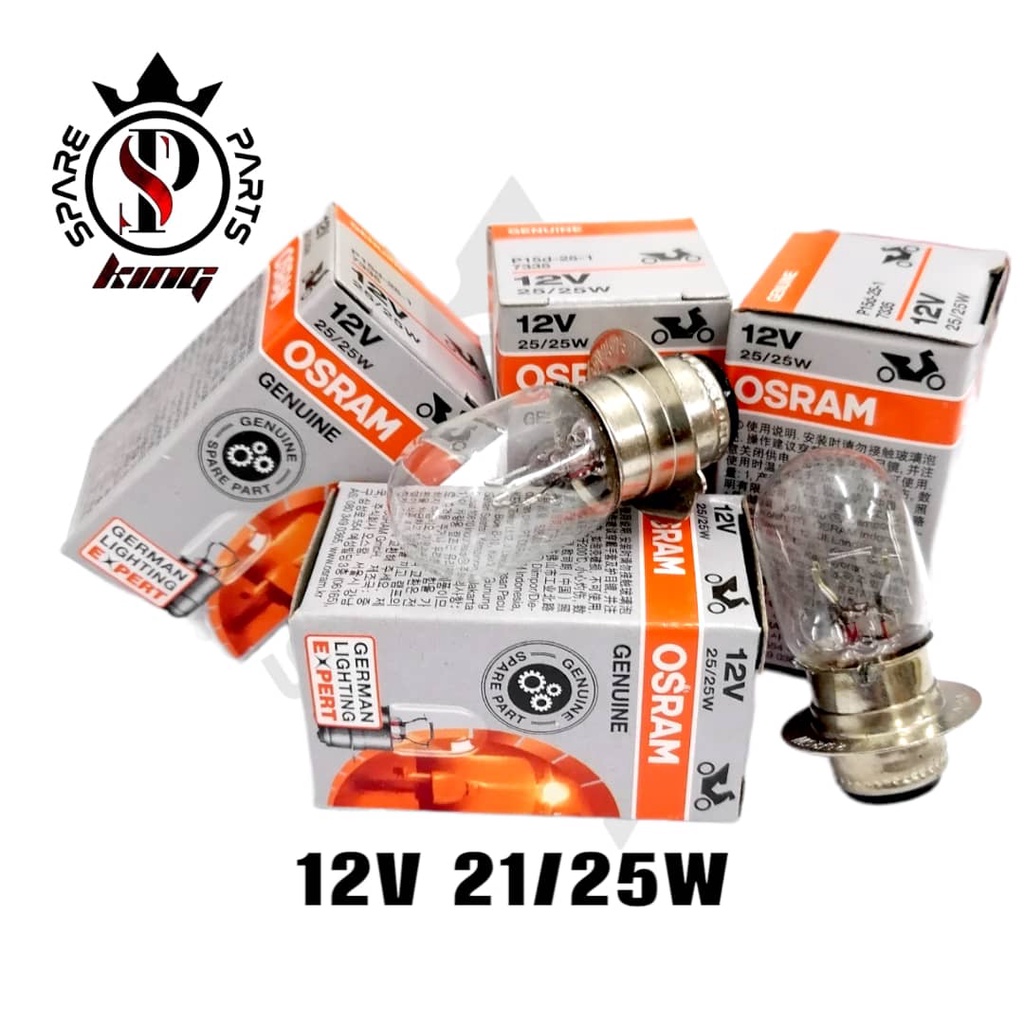 OSRAM หลอดไฟ DEPAN ด้านหน้า BLUB 12\V 25/25W T19 LC135 V1V2V3 SRL Y125Z EX5 DREAM WAVE125 SRL110 FUT
