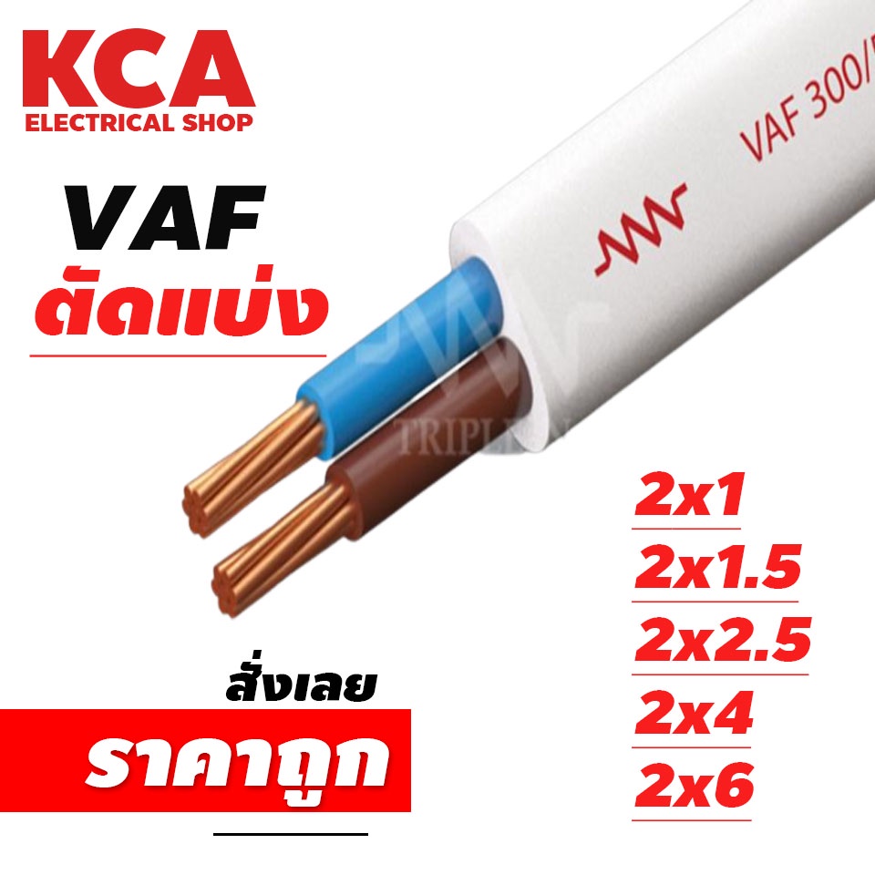 สายไฟ VAFสายแข็ง ตัดแบ่งขายเป็นเมตร 2×1 / 2×1.5 / 2 × 2.5 / 2×4 / 2×6